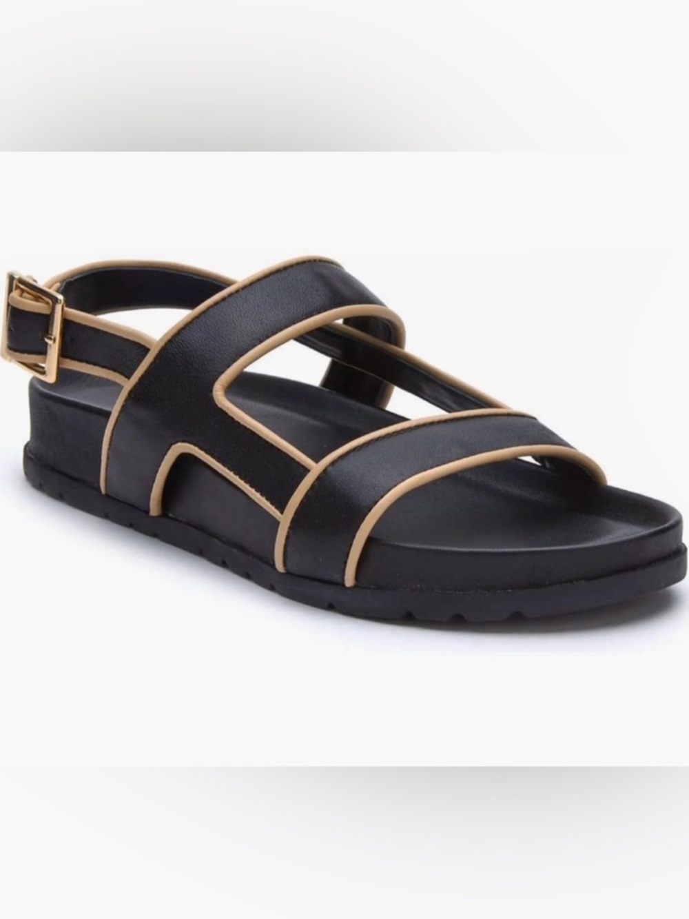 Matisse Women’s Black Sandals with Tan Trim
